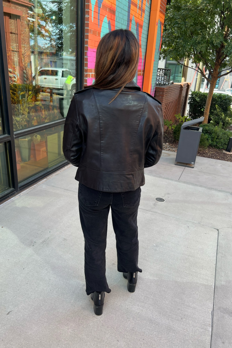 Leather Crop Moto Jacket