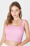 Shirred Square Neck Crop Top