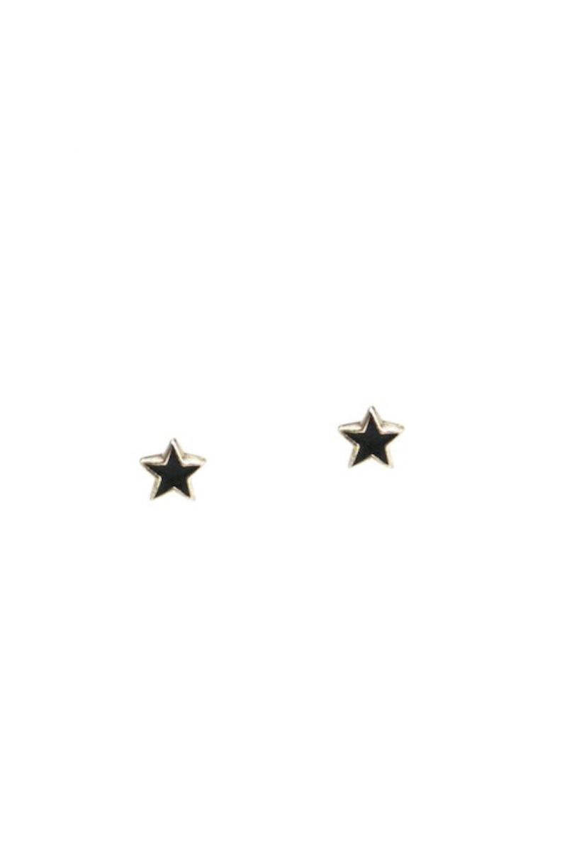 Silver Black Star Earrings